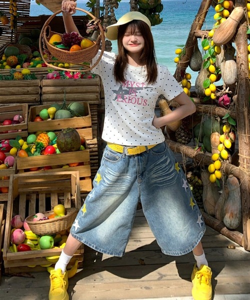 HALEY PESCA(ヘーリーペスカ)の「HALEY PESCA/ドット柄スターロゴプリントTシャツ(Tシャツ/カットソー・レディース・ホワイト・MEDIUM/SMALL/LARGE)」の6枚目の写真