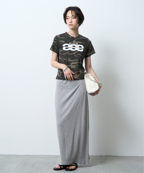 NUJOH(ヌゾ)の「Camouflage Logo Tee / 迷彩ロゴTシャツ(Tシャツ/カットソー・レディース・カーキ・FREE)」の8枚目の写真