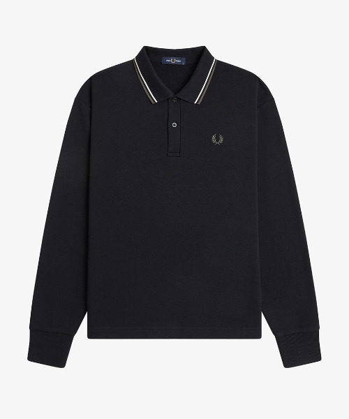 FRED PERRY（フレッドペリー）の「【先行予約受付中】Tipped Collared Sweatshirt／ティップカラースウェットポロシャツ（スウェット・メンズ・ブラック/カーキ・L/S/M）」の14枚目の写真