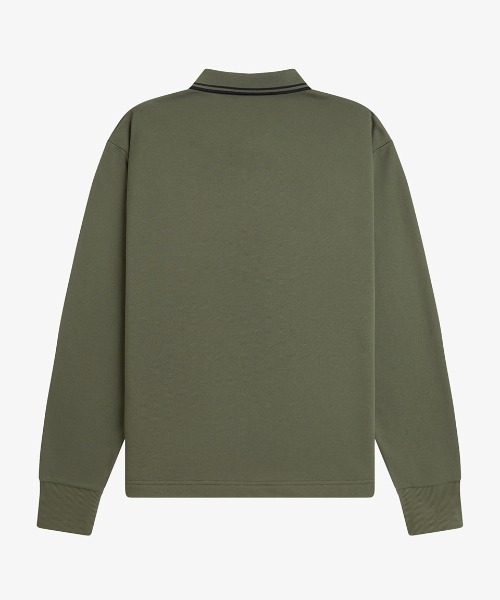 FRED PERRY（フレッドペリー）の「【先行予約受付中】Tipped Collared Sweatshirt／ティップカラースウェットポロシャツ（スウェット・メンズ・ブラック/カーキ・L/S/M）」の3枚目の写真