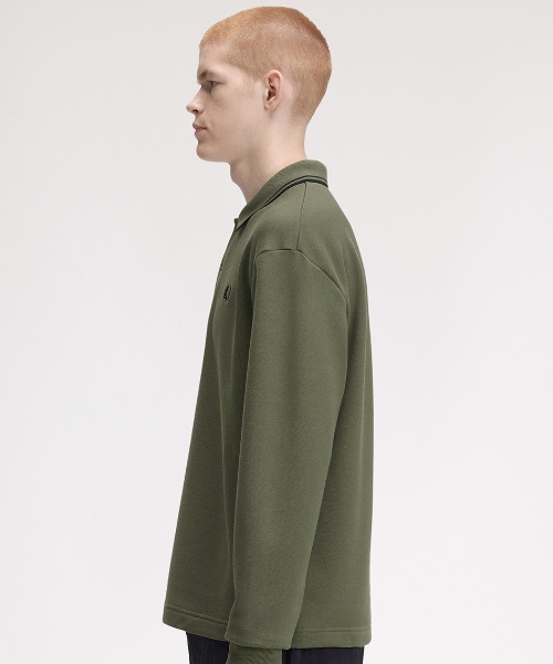 FRED PERRY（フレッドペリー）の「【先行予約受付中】Tipped Collared Sweatshirt／ティップカラースウェットポロシャツ（スウェット・メンズ・ブラック/カーキ・L/S/M）」の8枚目の写真