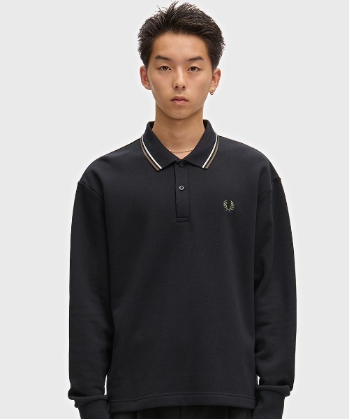 FRED PERRY（フレッドペリー）の「【先行予約受付中】Tipped Collared Sweatshirt／ティップカラースウェットポロシャツ（スウェット・メンズ・ブラック/カーキ・L/S/M）」の20枚目の写真