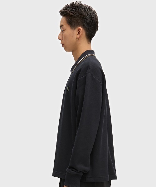 FRED PERRY（フレッドペリー）の「【先行予約受付中】Tipped Collared Sweatshirt／ティップカラースウェットポロシャツ（スウェット・メンズ・ブラック/カーキ・L/S/M）」の21枚目の写真