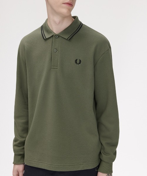 FRED PERRY（フレッドペリー）の「【先行予約受付中】Tipped Collared Sweatshirt／ティップカラースウェットポロシャツ（スウェット・メンズ・ブラック/カーキ・L/S/M）」の18枚目の写真
