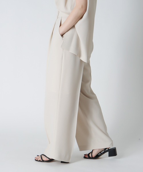 DRESSLAVE(ドレスレイブ)の「B7 / melange twill wide pants(メランジツイルワイドパンツ)(スラックス・レディース・モカ/ライトベージュ・36/38)」の3枚目の写真