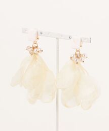 【atelier*mio】ポリマークレイ × シフォンフラワー costume jewelry イヤリング