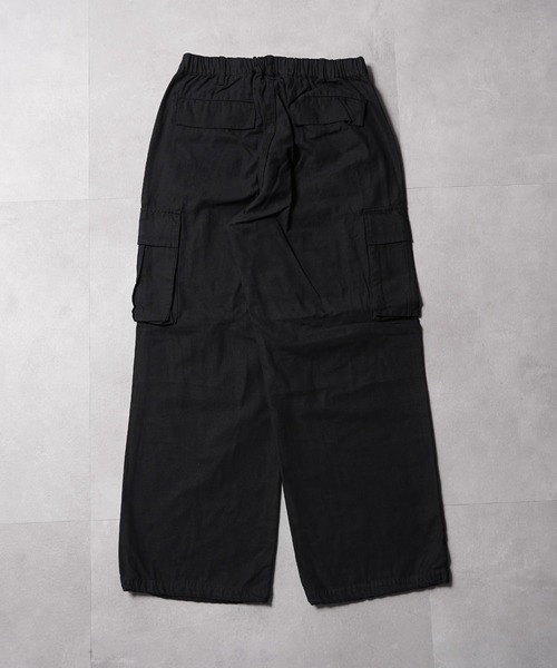 1111clothing（ワンフォークロージング）の「ツイル ワイドカーゴパンツ / Twill Wide-Leg Cargo Pants（カーゴパンツ・メンズ・グリーン/ブラウン/ブラック/カーキ・M/XL/L）」の7枚目の写真