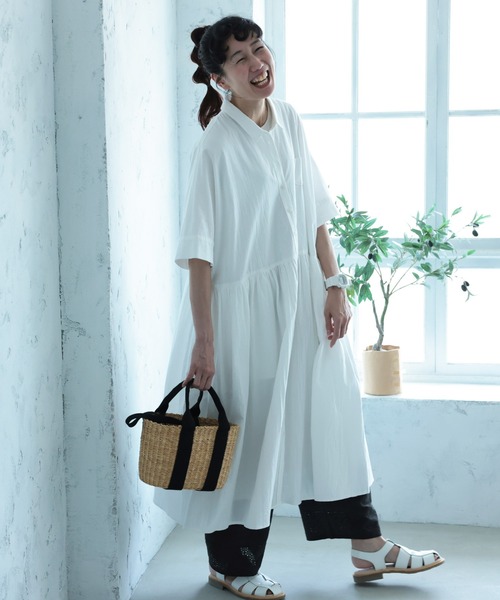 soulberry(ソウルベリー)の「なつしろワンピース(シャツワンピース・レディース・オフホワイト・5L/4L/3L/LL/L/M)」の21枚目の写真