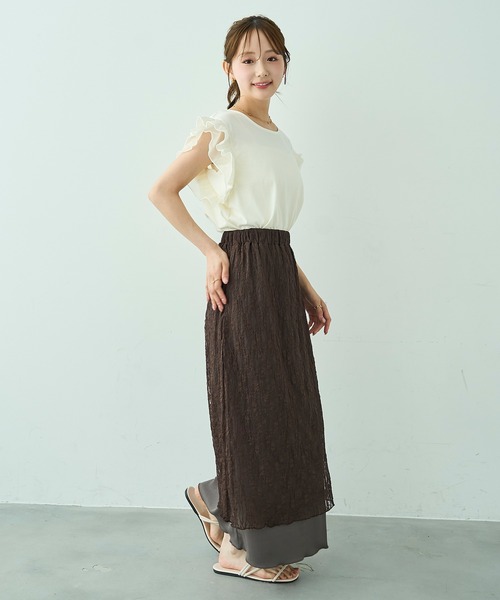 mil(ミル)の「レースレイヤードスカート【588119】(スカート・レディース・ダークブラウン/アイボリー・S/XS)」の9枚目の写真