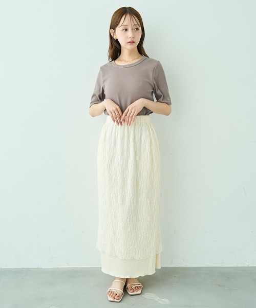 mil(ミル)の「レースレイヤードスカート【588119】(スカート・レディース・ダークブラウン/アイボリー・S/XS)」の3枚目の写真