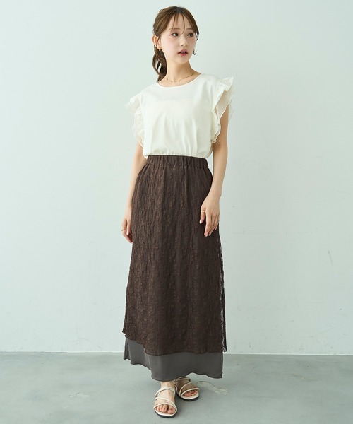 mil(ミル)の「レースレイヤードスカート【588119】(スカート・レディース・ダークブラウン/アイボリー・S/XS)」の10枚目の写真