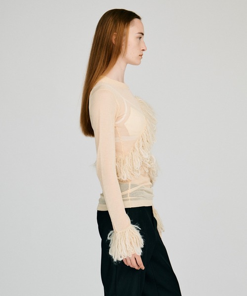 PRANK PROJECT（プランクプロジェクト）の「【2026Autumn Pre-Order】フラッフィーシアーニット / Fluffy Sheer Knit（ニット/セーター・レディース・オフホワイト/ブラック・FREE）」の10枚目の写真