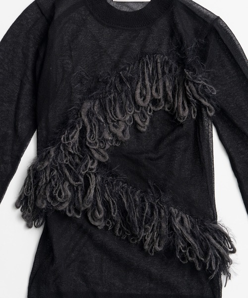 PRANK PROJECT（プランクプロジェクト）の「【2026Autumn Pre-Order】フラッフィーシアーニット / Fluffy Sheer Knit（ニット/セーター・レディース・オフホワイト/ブラック・FREE）」の14枚目の写真