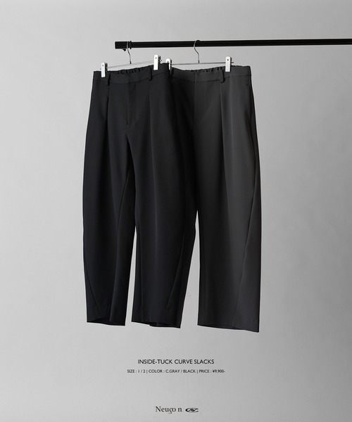 Lui's(ルイス)の「【Neucon】INSIDE-TUCK CURVE SLACKS / インサイドタックカーブスラックスパンツ(スラックス・メンズ・ブラック/チャコールグレー・2/1)」の18枚目の写真