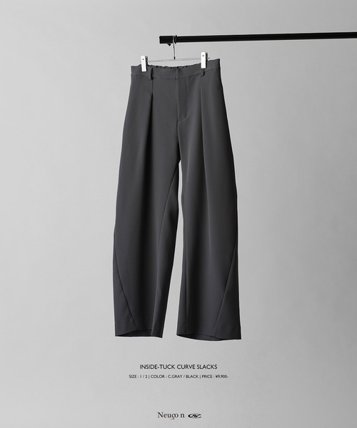 Lui's(ルイス)の「【Neucon】INSIDE-TUCK CURVE SLACKS / インサイドタックカーブスラックスパンツ(スラックス・メンズ・ブラック/チャコールグレー・2/1)」の19枚目の写真
