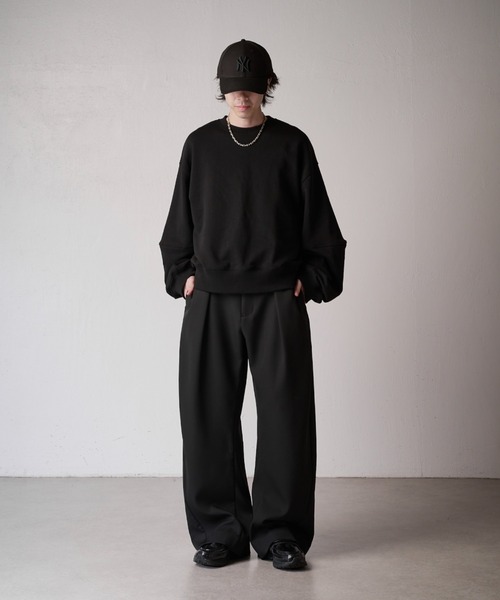 Lui's(ルイス)の「【Neucon】INSIDE-TUCK CURVE SLACKS / インサイドタックカーブスラックスパンツ(スラックス・メンズ・ブラック/チャコールグレー・2/1)」の9枚目の写真