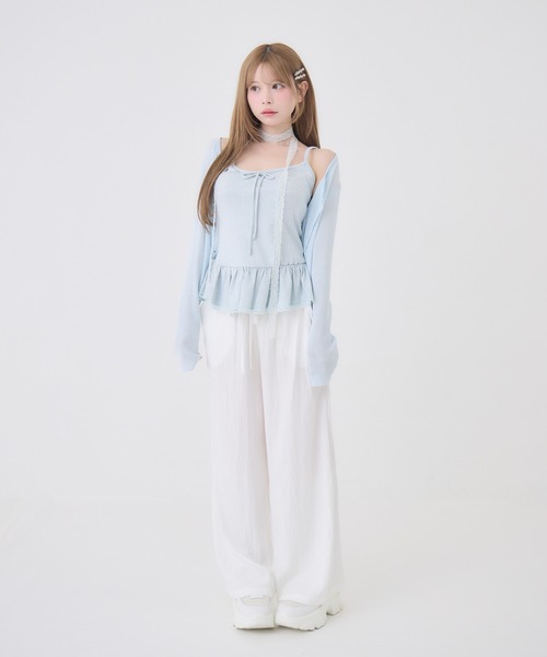 Rmine(アールマイン)の「ドットペプラムキャミソール&ニットカーディガンアンサンブル(カーディガン/ボレロ・レディース・グレー/アイボリー/サックスブルー/レッド・FREE)」の20枚目の写真