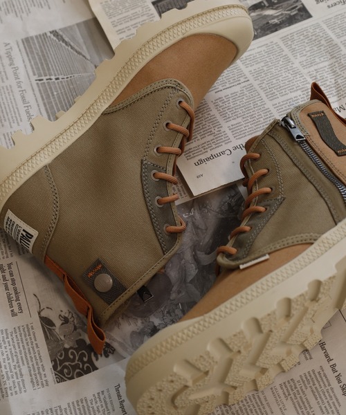 PALLADIUM(パラディウム)の「PAMPA DETROIT ZIP SU ジップスニーカー(スニーカー・メンズ・グリーン系/ベージュ系・25.5cm/26.5cm/26cm/27.5cm/27cm/28cm/30cm/25cm)」の2枚目の写真