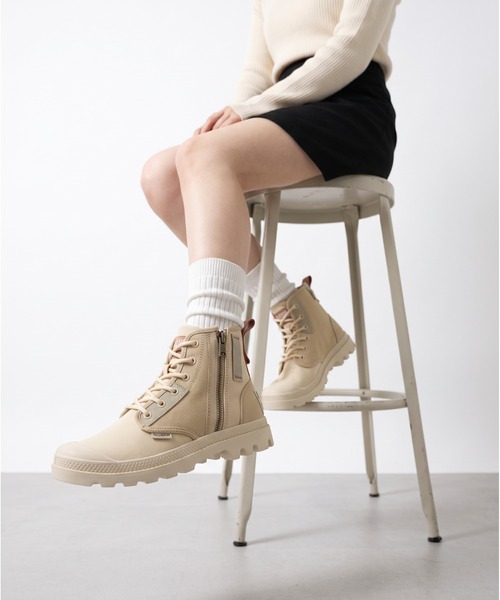 PALLADIUM(パラディウム)の「PAMPA DETROIT ZIP SU ジップスニーカー(スニーカー・メンズ・グリーン系/ベージュ系・25.5cm/26.5cm/26cm/27.5cm/27cm/28cm/30cm/25cm)」の4枚目の写真