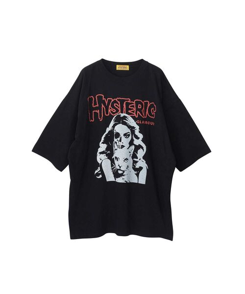 HYSTERIC GLAMOUR(ヒステリックグラマー)の「HYSTERIC WOMAN HALF SKULL CAT オーバーサイズワンピース(ワンピース・レディース・カーキ/ブラック/ホワイト・FREE)」の2枚目の写真
