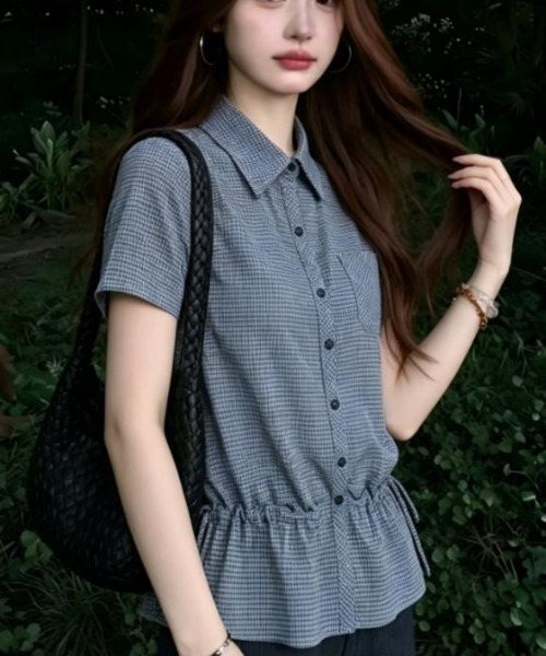 semplice（センプリチェ）の「シャツ【韓国ファッション】（シャツ/ブラウス・レディース・ブルー・L/M/S）」の4枚目の写真