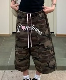 ハートロゴ ワイドスウェットハーフパンツ