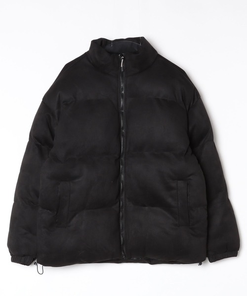 Spindle-Trimmed Faux Suede Basic Down Jacket / スピンドル付き