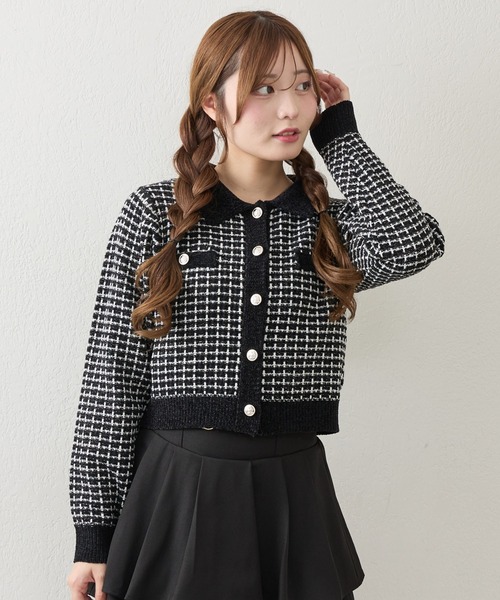 Another Branch olive des olive(アナザーブランチオリーブデオリーブ)の「モールフェザーツイードカーディガン(カーディガン/ボレロ・レディース・アイボリー/ブラック・FREE)」の11枚目の写真