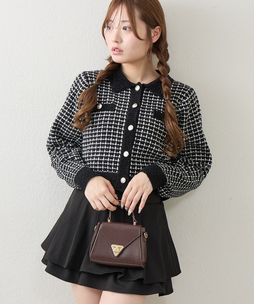 Another Branch olive des olive(アナザーブランチオリーブデオリーブ)の「モールフェザーツイードカーディガン(カーディガン/ボレロ・レディース・アイボリー/ブラック・FREE)」の5枚目の写真