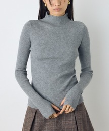 サムホールリブハイネックニット 秋服 冬服 ベーシック 無地 タートルネック スタンドネック 指穴付き フィンガーホール付き