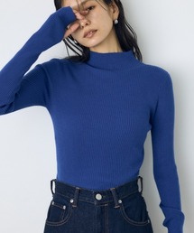 サムホールリブハイネックニット 秋服 冬服 ベーシック 無地 タートルネック スタンドネック 指穴付き フィンガーホール付き