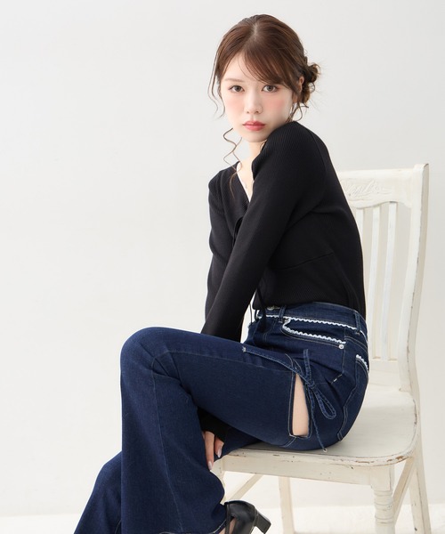 INGNI(イング)の「【WEB限定】フロントギャザーニット(ニット/セーター・レディース・オフホワイト/ブラック/ピンク/グレー/ボルドー・M)」の7枚目の写真
