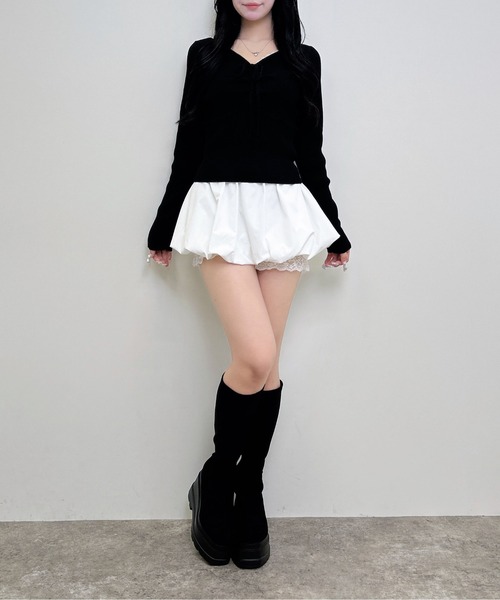 INGNI(イング)の「【WEB限定】フロントギャザーニット(ニット/セーター・レディース・オフホワイト/ブラック/ピンク/グレー/ボルドー・M)」の14枚目の写真
