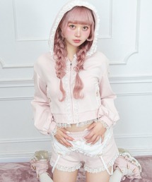 Fiorforte（フィオルフォルテ）の「lacy ribbon zip up hoodie（その他アウター）」