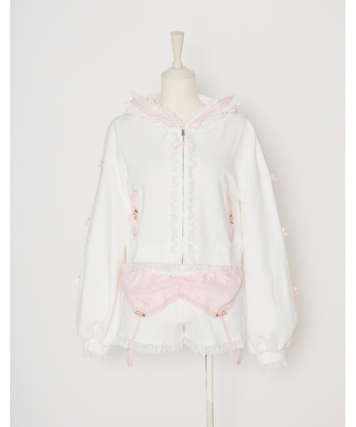 Fiorforte（フィオルフォルテ）の「lacy ribbon zip up hoodie（その他アウター・レディース・ホワイト/ピンク・FREE）」の19枚目の写真