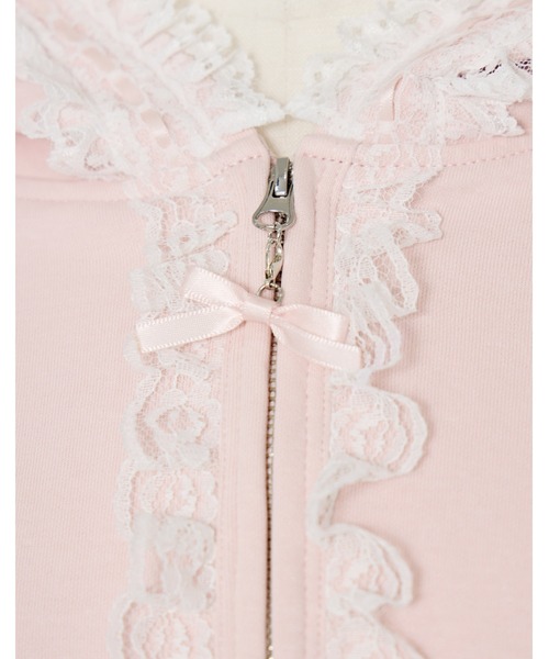 Fiorforte（フィオルフォルテ）の「lacy ribbon zip up hoodie（その他アウター・レディース・ホワイト/ピンク・FREE）」の7枚目の写真