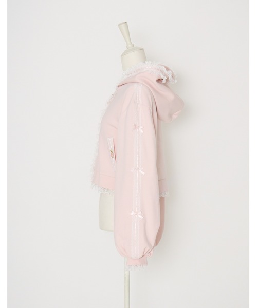 Fiorforte（フィオルフォルテ）の「lacy ribbon zip up hoodie（その他アウター・レディース・ホワイト/ピンク・FREE）」の4枚目の写真