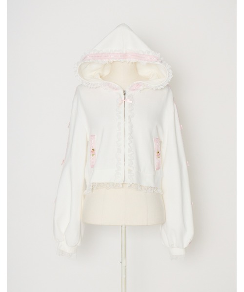 Fiorforte（フィオルフォルテ）の「lacy ribbon zip up hoodie（その他アウター・レディース・ホワイト/ピンク・FREE）」の16枚目の写真