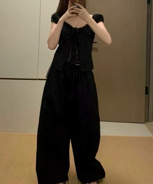 FAVORITO(ファヴォリート)の「ノースリーブトップスワイドパンツセットアップ(セットアップ・レディース・ダークグレー/ブラック・F)」の15枚目の写真