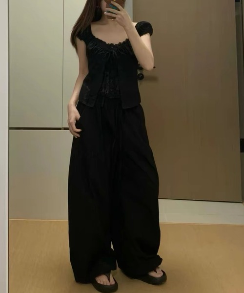 FAVORITO(ファヴォリート)の「ノースリーブトップスワイドパンツセットアップ(セットアップ・レディース・ダークグレー/ブラック・F)」の16枚目の写真