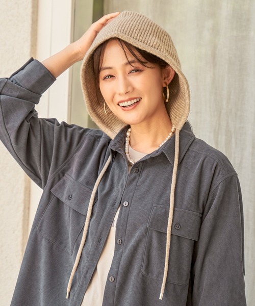 ikka（イッカ）の「フードニット（ニットキャップ/ビーニー・レディース・グレー/ベージュ・FREE）」の14枚目の写真