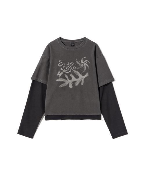 GAKKAI UNIONS(ガッカイユニオンズ)の「NOISE PIGMENT レイヤードロングスリーブ チャコール(Tシャツ/カットソー・レディース・その他・SMALL/MEDIUM/LARGE)」の2枚目の写真