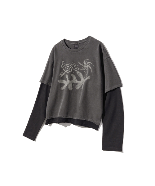 GAKKAI UNIONS(ガッカイユニオンズ)の「NOISE PIGMENT レイヤードロングスリーブ チャコール(Tシャツ/カットソー・レディース・その他・SMALL/MEDIUM/LARGE)」の4枚目の写真