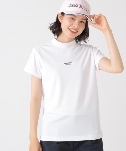 Jack Bunny!!(ジャックバニー)の「サンベールUVカットカノコ半袖モックネックカットソー(Tシャツ/カットソー・レディース・ホワイト・MEDIUM)」の1枚目の写真