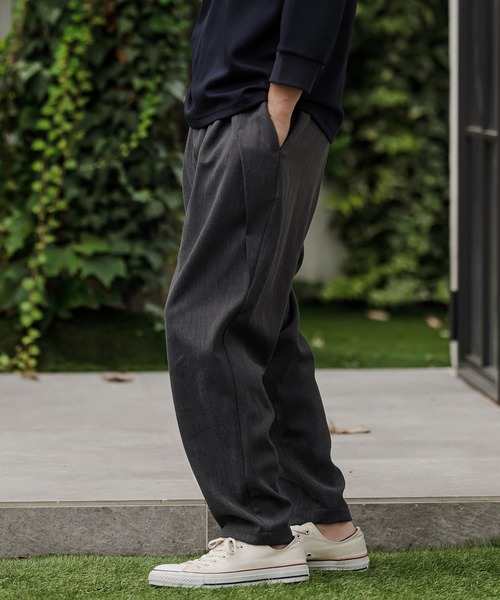テーパードパンツ mp15522- Melange Karze Tuck Tapered Pants テーパードパンツ