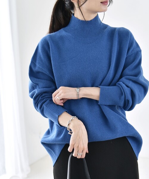 quaranciel(カランシエル)の「〈手洗い可能〉AQUA カシミヤ ミックス ハイネック スリット ニット(ニット/セーター・レディース・ライトグレー/ブラック/ブラウン/ブルー/その他・ONE SIZE)」の14枚目の写真