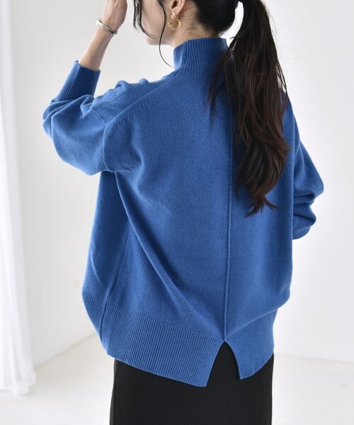 quaranciel(カランシエル)の「〈手洗い可能〉AQUA カシミヤ ミックス ハイネック スリット ニット(ニット/セーター・レディース・ライトグレー/ブラック/ブラウン/ブルー/その他・ONE SIZE)」の8枚目の写真