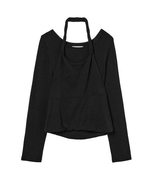 DEINET(ダイニット)の「レイヤードハルターネック長袖(ブラック)(Tシャツ/カットソー・レディース・その他・FREE)」の1枚目の写真