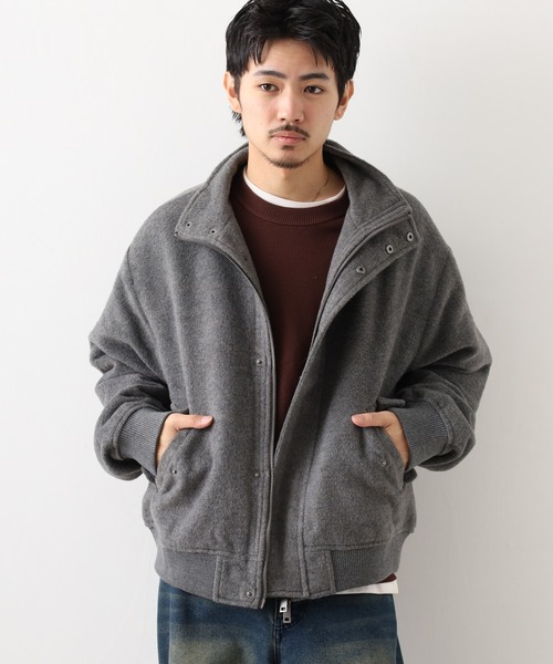 __gram.(スペースグラム)の「モヘアライクスタンドブルゾン(ブルゾン・メンズ・ブラック/グレー・L/M)」の1枚目の写真