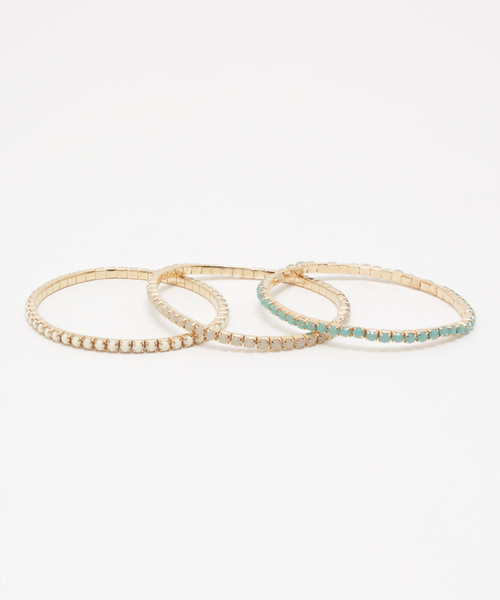 one after another NICE CLAUP(ワンアフターアナザーナイスクラップ)の「【ナイスクラップ】3本セットブレスレット(ブレスレット・レディース・ピンク/グリーン・FREE)」の2枚目の写真